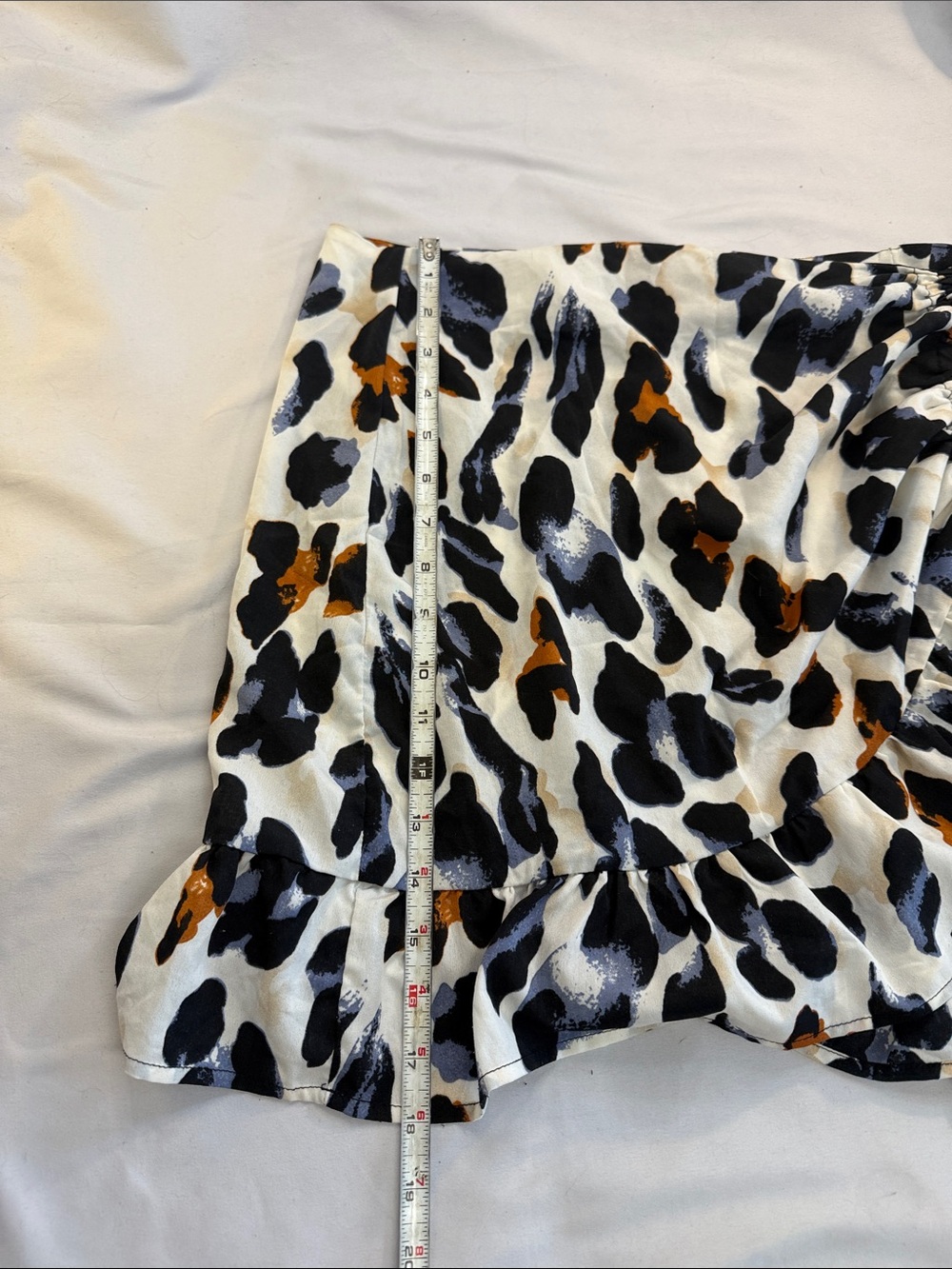 Animal Print Ruffle Hem Mini Skirt - Black, White & Brown - Picture 6 of 6